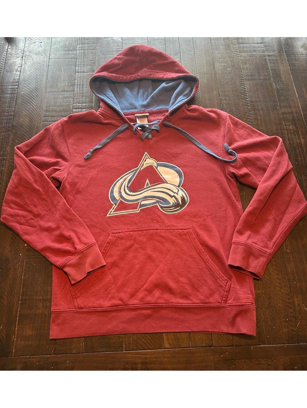 Colorado Avalanche NHL Navy Lace-Up Pullover Hoodie Men's Medium
